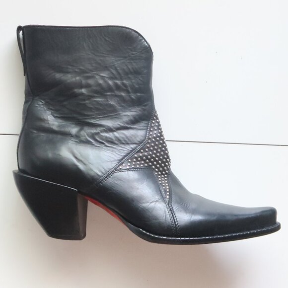 Donald J Pliner Black Leather Studded Western Ankle Boots Women’s - Picture 9 of 16